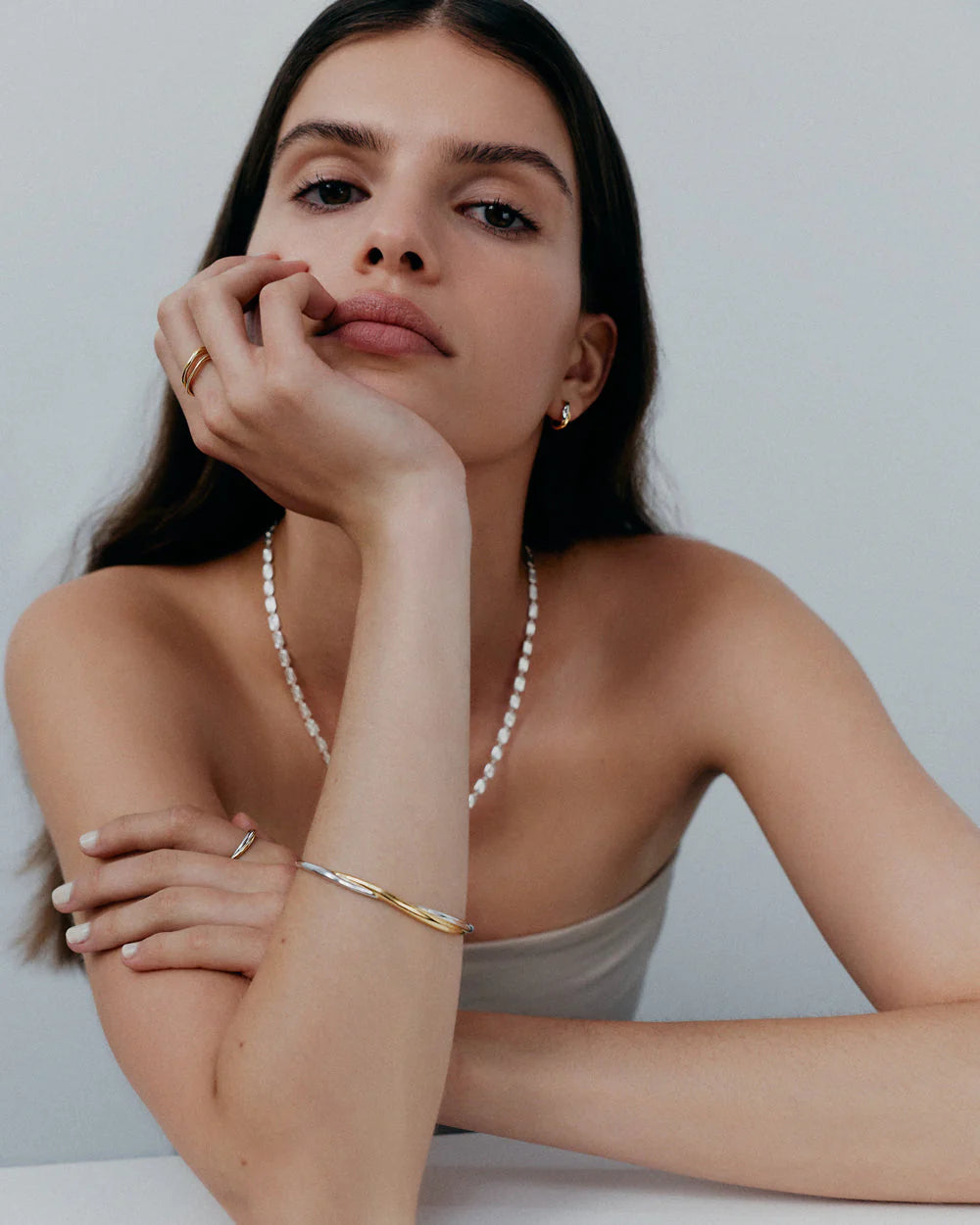 Kirstin Ash Halcyon Bangle Mixed Metal