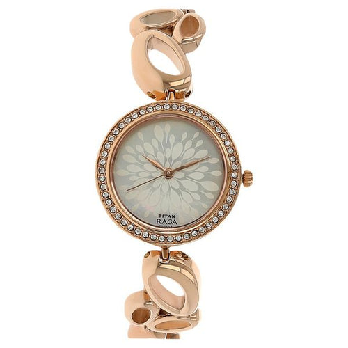 Titan Raga Garden of Eden White Dial Analogue Metal Strap watch for Women