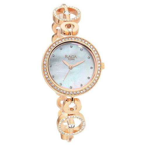 Titan Raga Mother of Pearl Dial Women Watch With Metal Strap