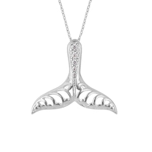 ARGENTO STERLING SILVER WHALE TAIL WITH CZ NECKLACE