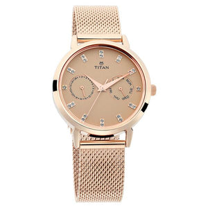 Titan Sparkle Beige Dial Analogue Multi Function Watch for Women