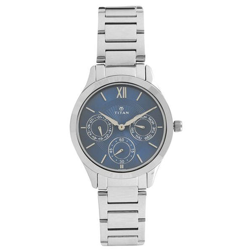 Titan Workwear Blue Dial Women Watch With Stainless Steel Strap