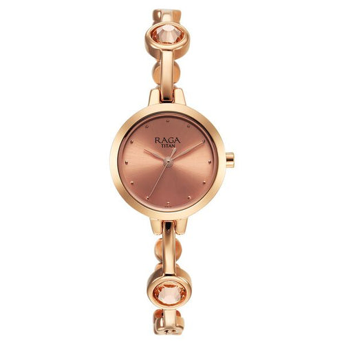 Titan Raga Viva Quartz Analogue Rose Gold Dial Metal Strap Watch for Women