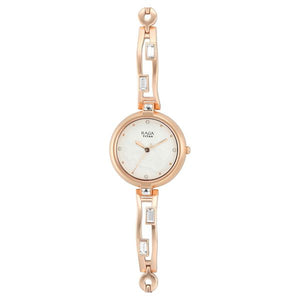 Titan Raga I Am White Dial Women Watch With Metal Strap