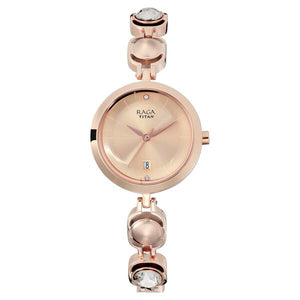 Titan Raga Viva Rose Gold Dial Analogue with Date Metal Strap watch for Women