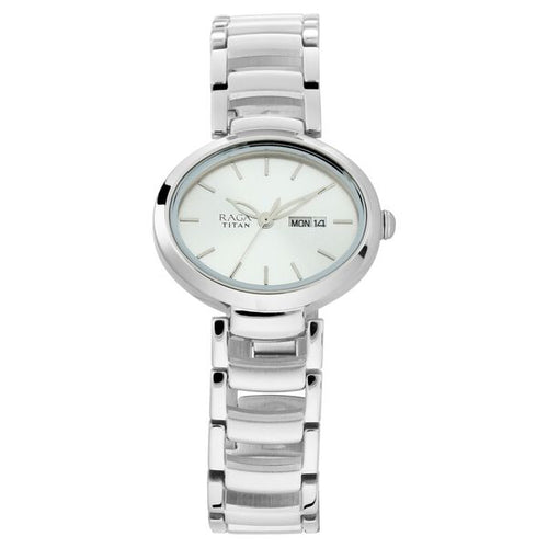 Titan Raga Viva White Dial Analogue with Date Metal Strap watch for Women