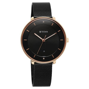 Titan Noir Black Dial Analogue Stainless Steel Strap watch for Women