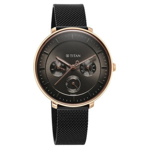 Titan Noir Anthracite Dial Women Watch With Stainless Steel Strap