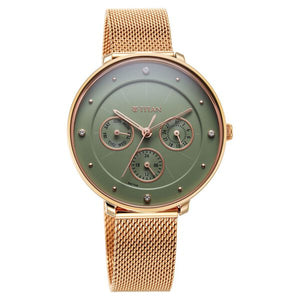 Titan Neo Green Dial Analogue Stainless Steel Strap Watch for Women