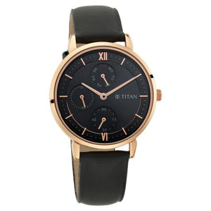 Titan Workwear Black Dial Multi Leather Strap watch for Women