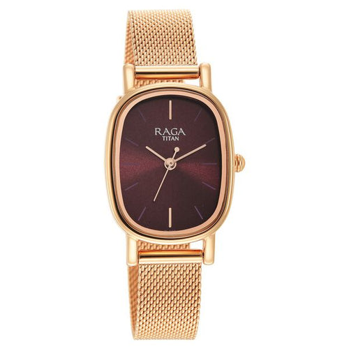 Titan Raga Viva Brown Dial Analogue Stainless Steel Strap Watch for Women