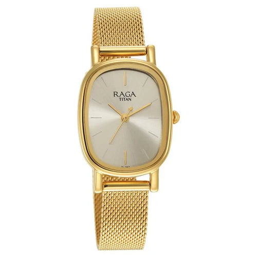 Titan Raga Viva Champagne Dial Analogue Stainless Steel Strap watch for Women