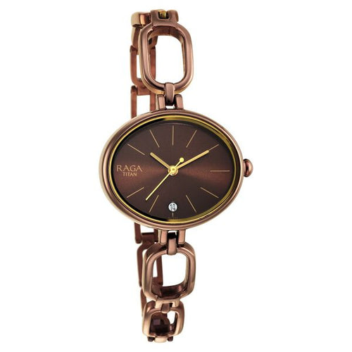 Titan Raga Viva Brown Dial Analogue Metal Strap Watch for Women