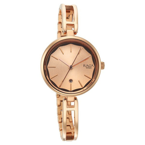 Titan Raga Viva Rose Gold Metal Analogue Strap Watch for Women