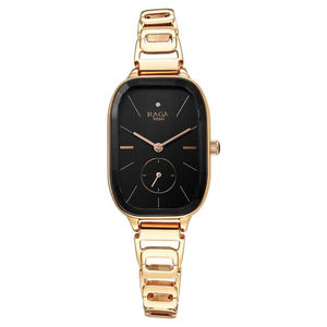 Titan Raga Chic Quartz Analogue Black Dial Rose Gold Metal Strap Watch for Women