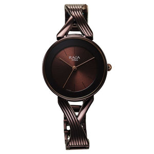 Titan Raga Chic Quartz Analogue Brown Dial Metal Strap Watch for Women