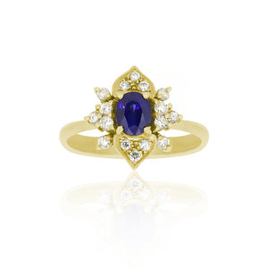 14ct Yellow Gold Sapphire Diamond Ring