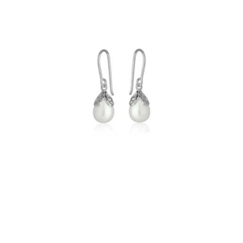 EVOLVE PEARL DEVOTION DROPS SILVER EARRINGS