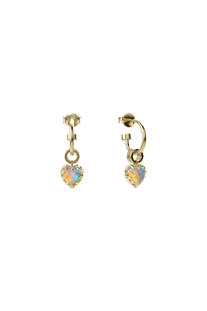 Stolen Gold Plated Love Anchor Earrings - Opal