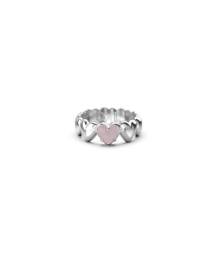 Stolen Band Of Hearts Ring - Rose Quartz