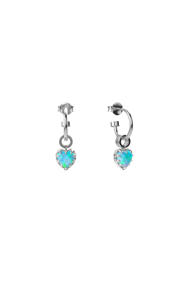 Stolen Silver Love Anchor Earrings - Opal