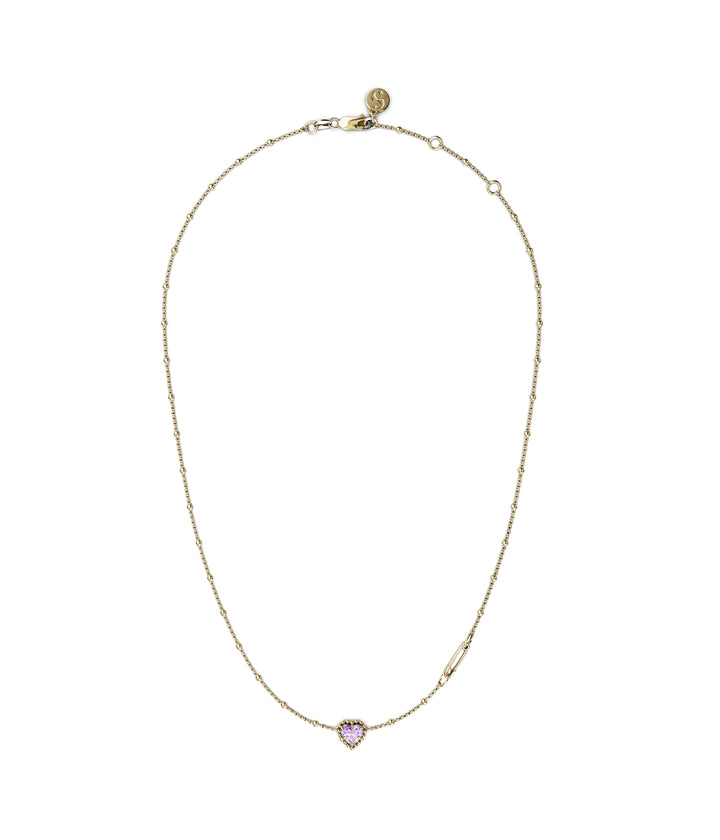 Stolen Gold Plated Dahlias Heart Necklace with Pink Amethyst