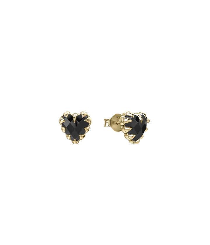 Stolen Gold Plated Love Claw Earrings - Onyx