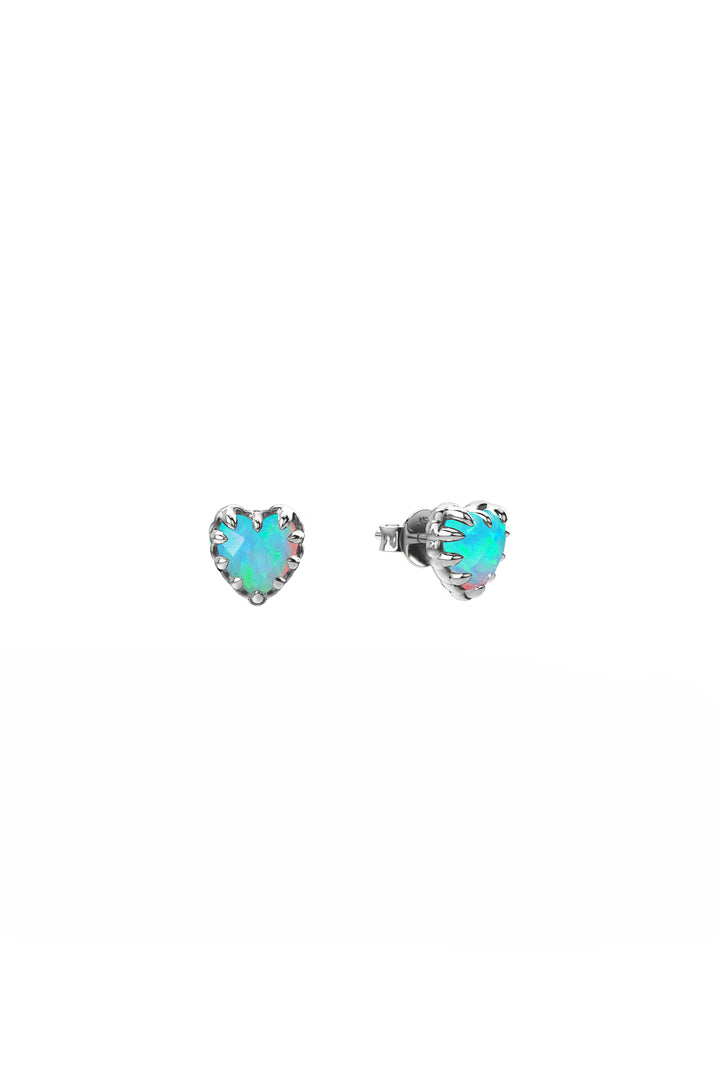 Stolen Silver Love Claw Earrings - Opal