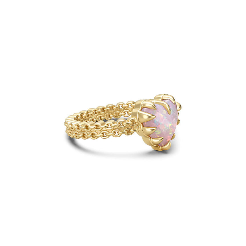 Stolen Gold Plated Mini Claw Ring - Pink Bello Opal