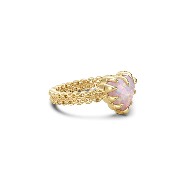Stolen Gold Plated Mini Claw Ring - Pink Bello Opal