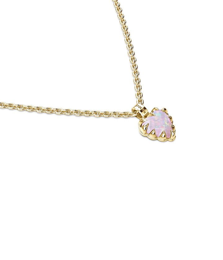 Stolen Gold Plated Mini Love Claw Necklace - Pink Bello Opal