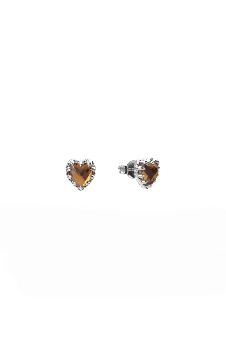 Stolen Silver Love Claw Earrings Orange Citrine