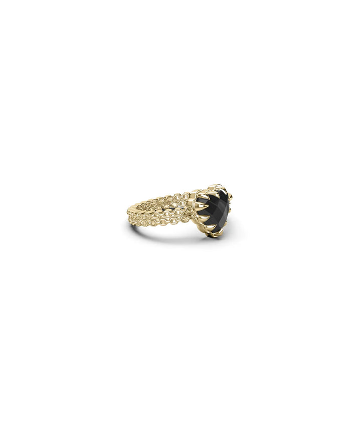 Stolen Gold Plated Mini Love Claw Ring  - Onyx