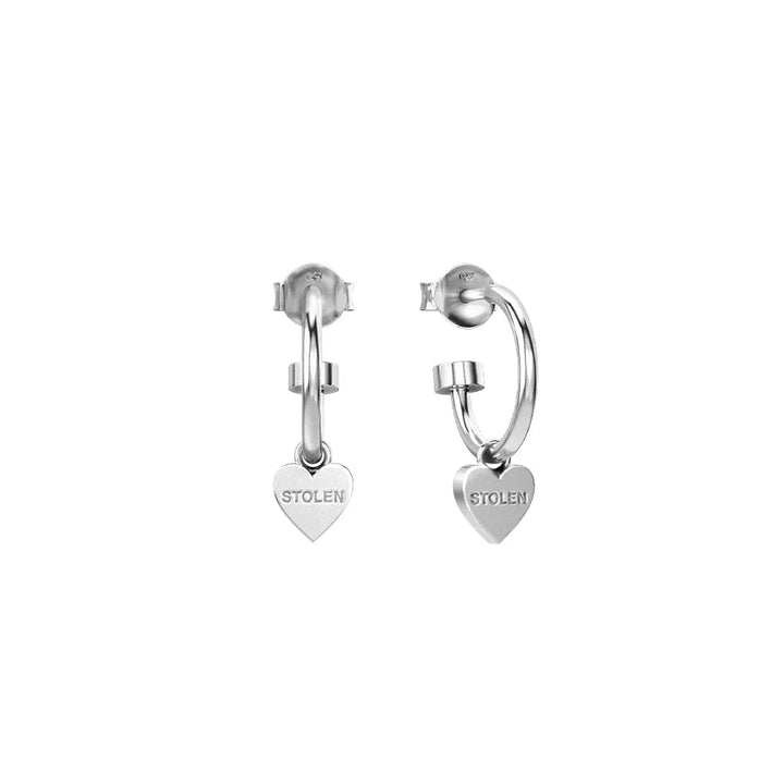 Stolen Silver Heart Anchor Earrings
