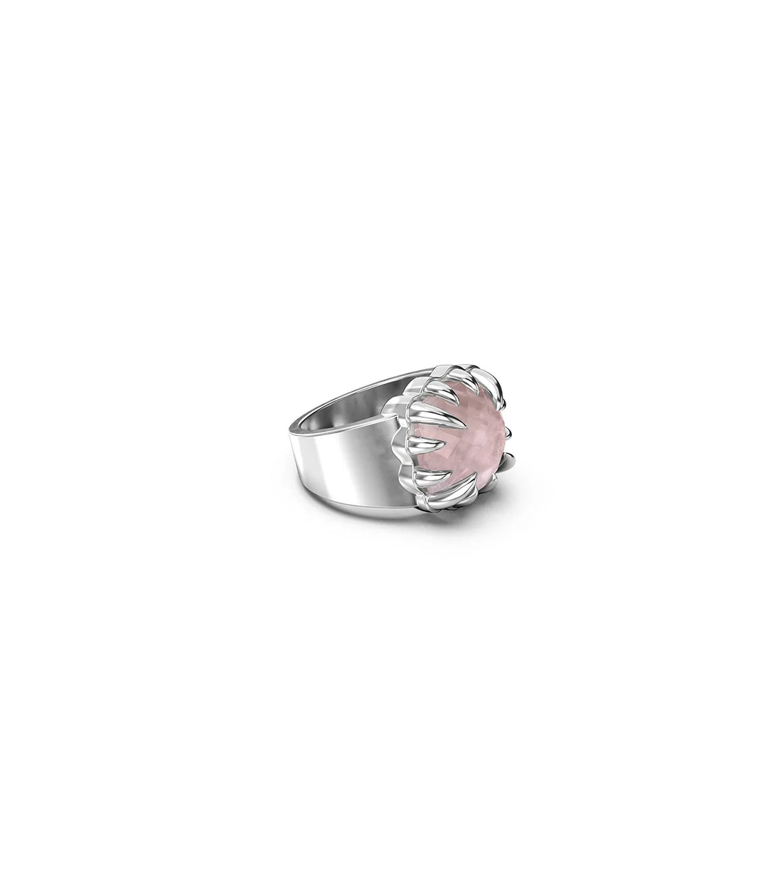 Stolen Silver Claw Ring - Rose Quartz