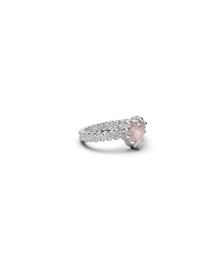 Stolen Silver Mini Claw Ring Rose Quartz