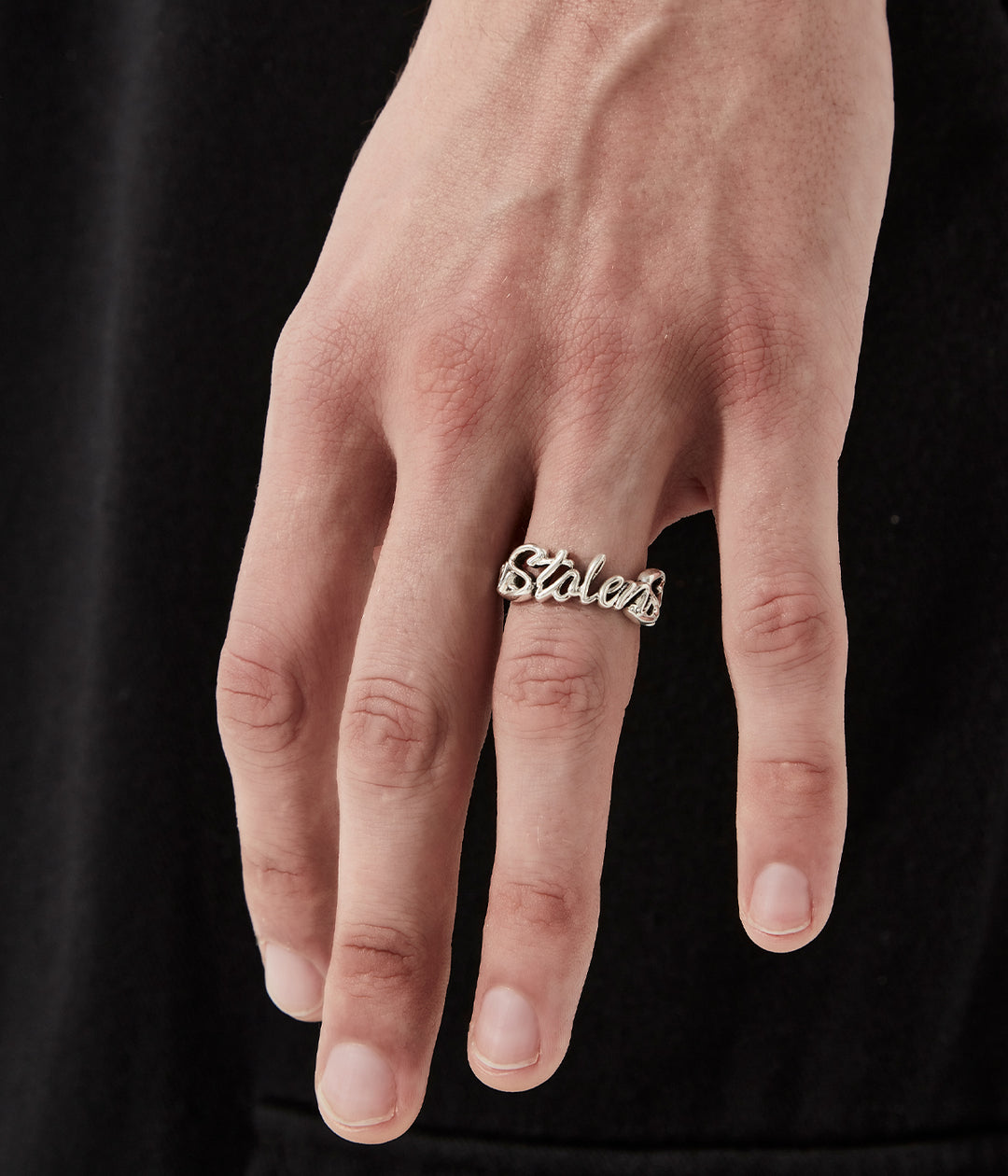 Stolen Silver Sentimental Script Ring