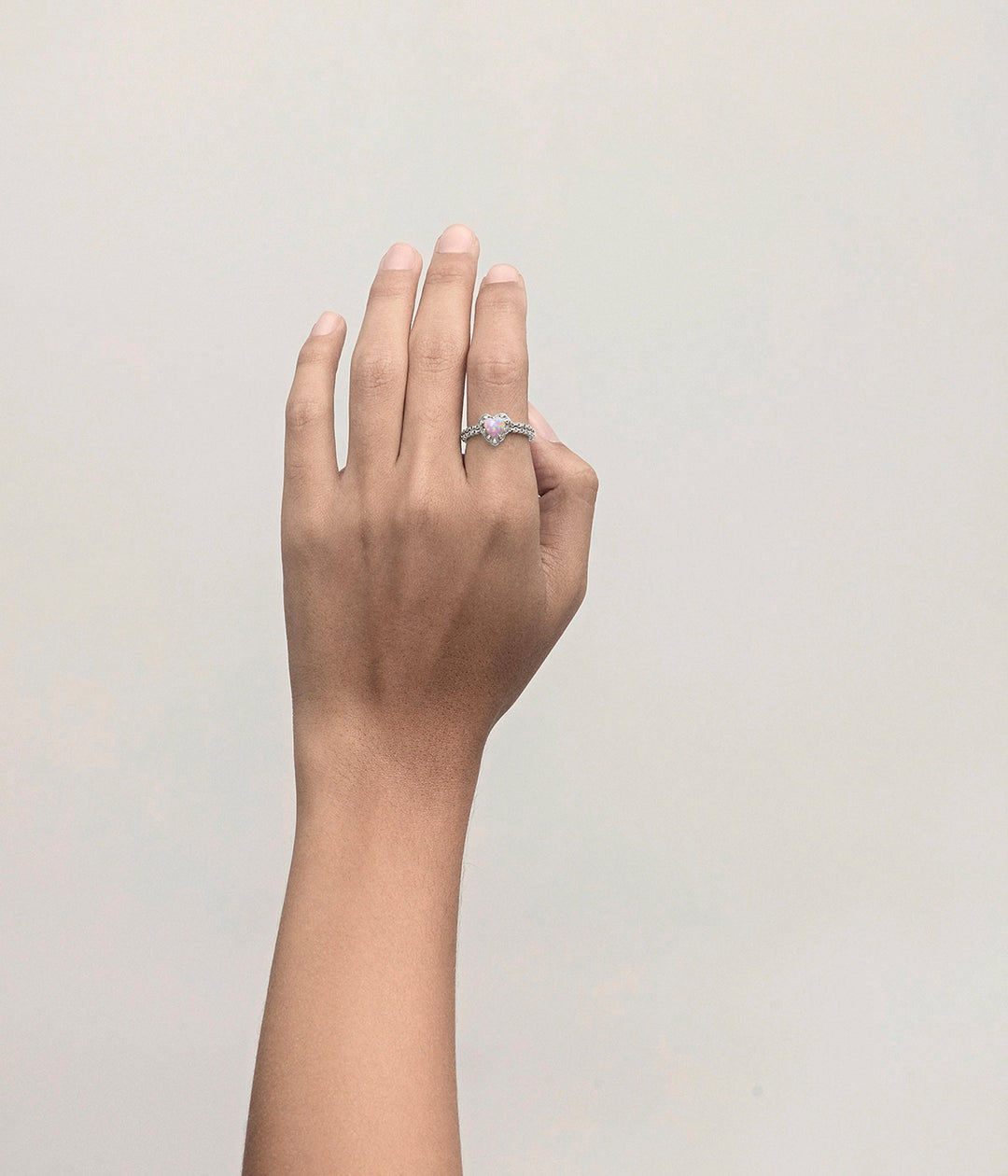 Stolen Silver Mini Claw Ring - Pink Bello Opal