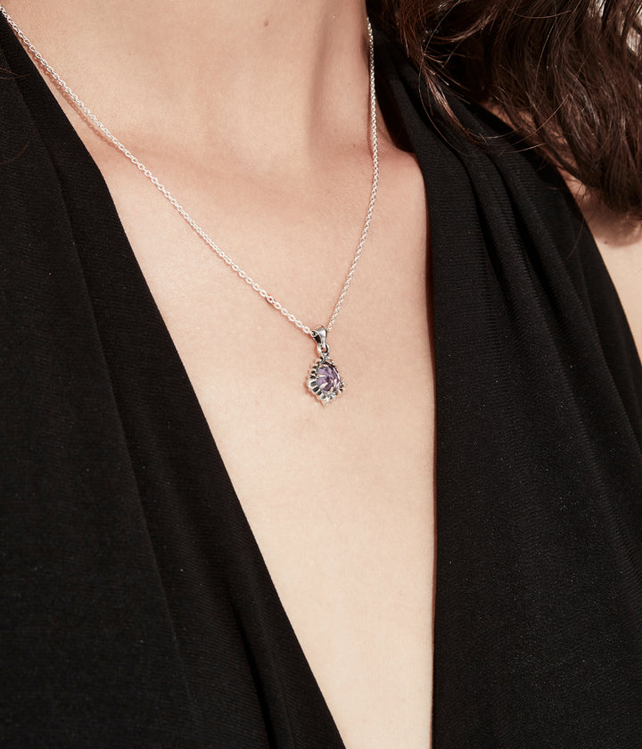 Stolen Silver Jagged Teardrop Necklace