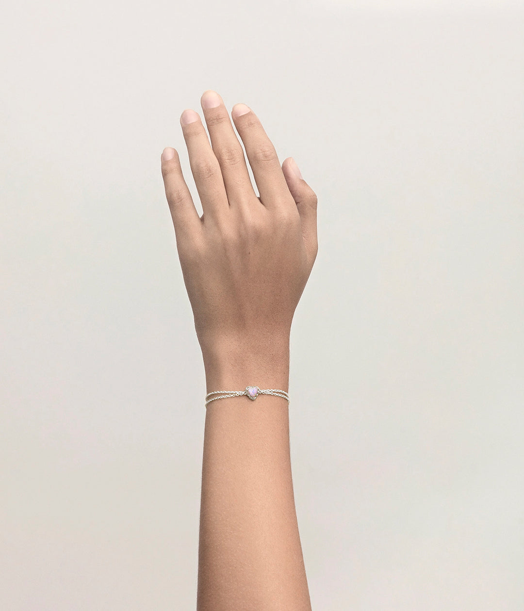 Stolen Silver Love Claw Bracelet - Pink Bello Opal