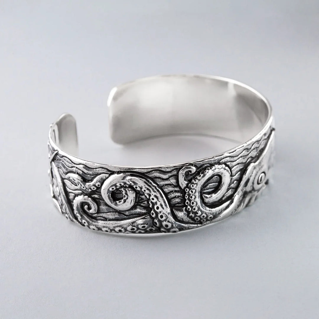 Nick Von K Stainless Steel Epic Kraken Cuff Bangle