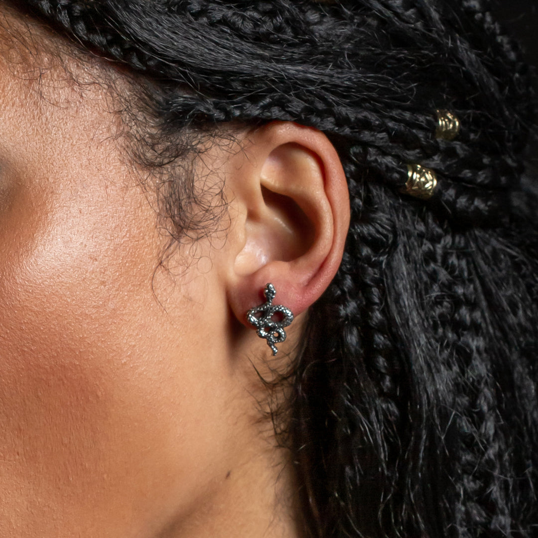 Nick Von K Sterling Silver Snake Studs