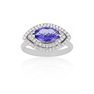 18ct White Gold Tanzanite Diamond Ring
