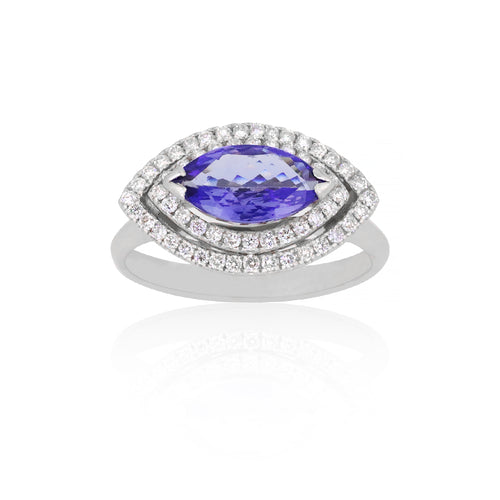 18ct White Gold Tanzanite Diamond Ring
