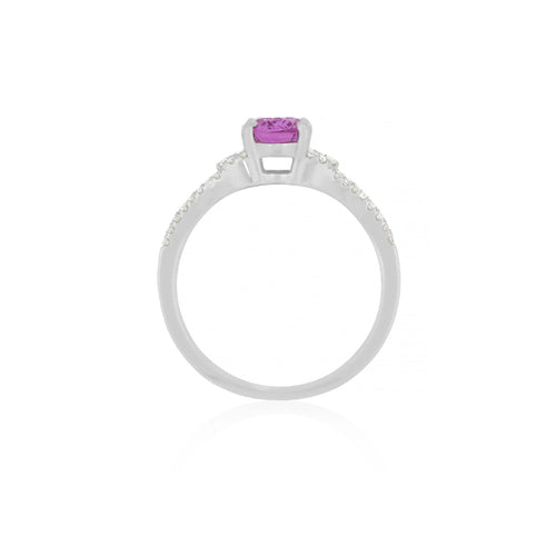 18ct White Gold Pink Sapphire Diamond Ring