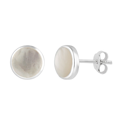 ARGENTO MOTHER OF PEARL CIRCLE STUDS