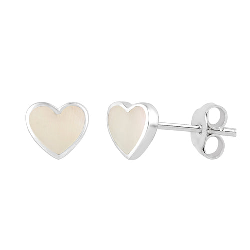 ARGENTO MOTHER OF PEARL HEART STUDS