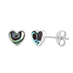 ARGENTO PAUA HEART STUDS