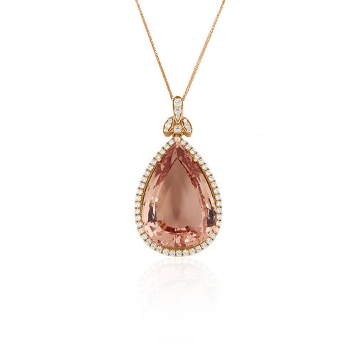 18ct Rose Gold Morganite Diamond Pendant
