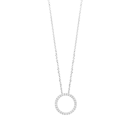 18ct White Gold Circle Diamond Necklace